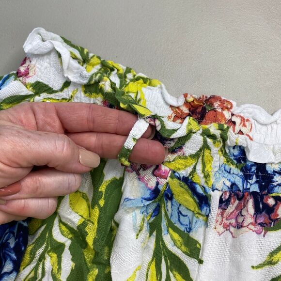 Wanderlux Shorts Large Womens Floral 30x2 Elastic Waist Lined White Paper Bag L - Picture 7 of 11